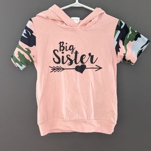 Big Sister pink & camo print hooded t-shirt